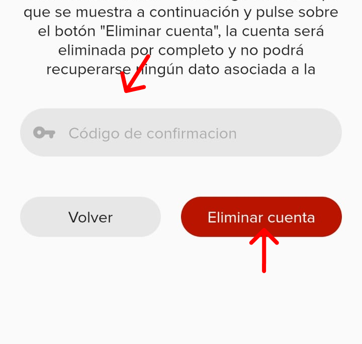Confirmando la acción de cancelación